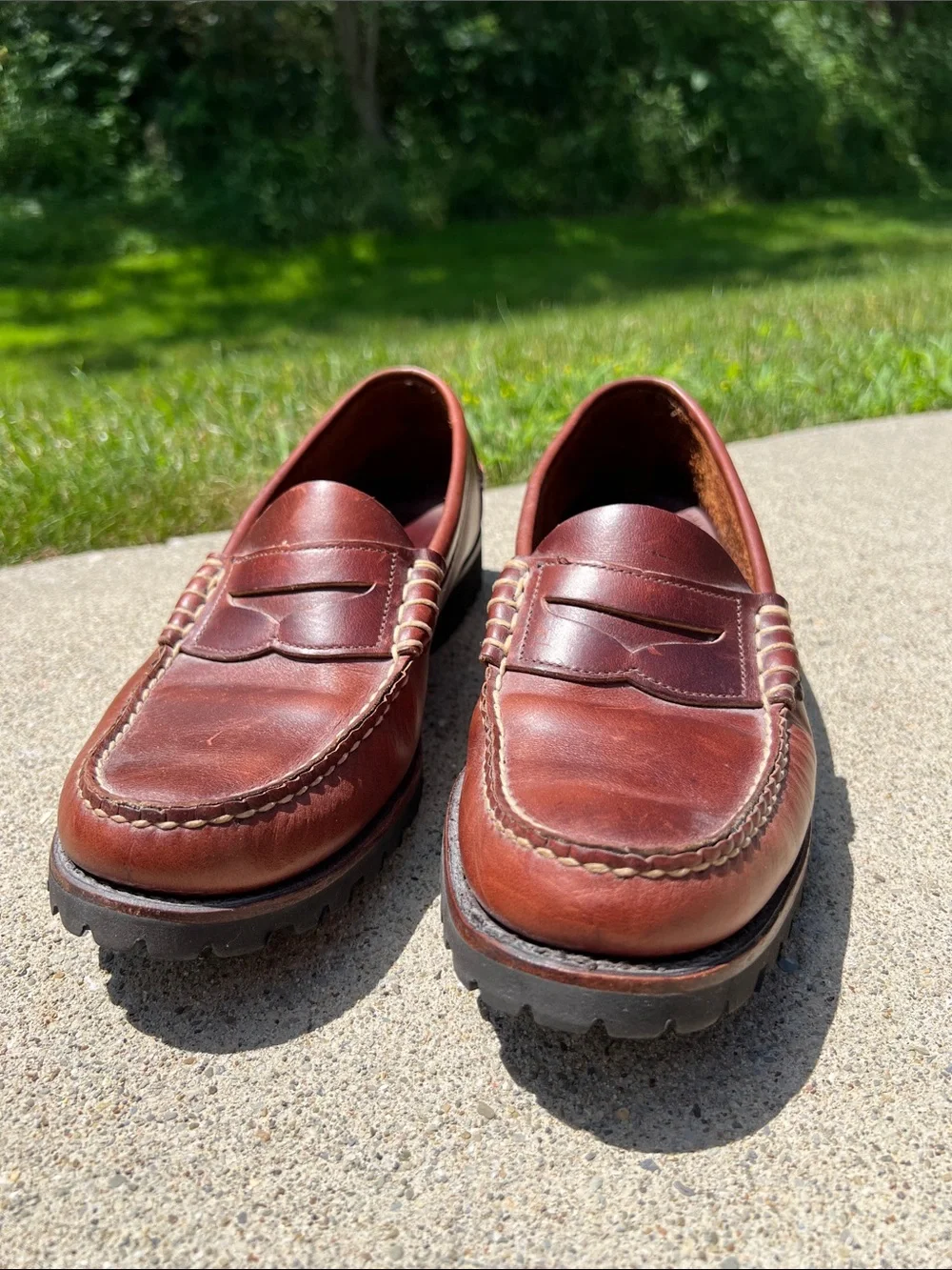 Men's 10 Brown Sewn Leather Penny Loafers Lasting Quality Materials Made in USA